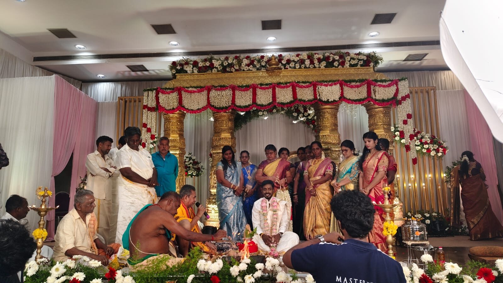 Floral welcome arch at entrance — Sasikala SR Party Hall, Medavakkam Chennai